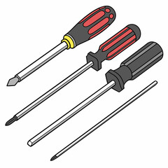 Red black gray tool implements screwdriver hardware