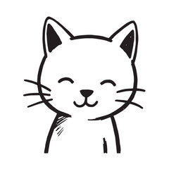 Cat Doodle Black and White Illustration Vector Image Cute Kitten Sketch Line Art Drawing Silhouette