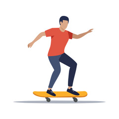 Fototapeta premium Young Man Skateboarding, Casual Style