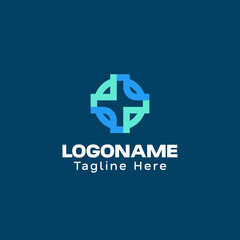 Abstract geometric leaf cross logo design