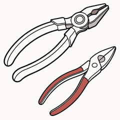 Silver and red pliers tool metal grip