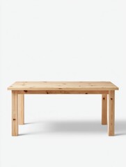Simple Light Brown Wooden Rectangular Dining Table