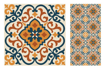 vintage tiles patterns antique seamless design in Vector illustration
