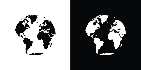 Two Hemispheres in Contrasting Black and White A Globe Representation Design Element