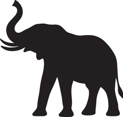 Black Elephant Silhouette Vector Raised Trunk Pose
