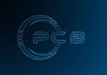 PCB low poly letter logo vector design. PCB lower poly logo design. Low poly logo.