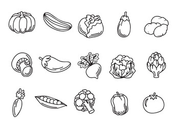 Black and White Vegetable Line Art Collection