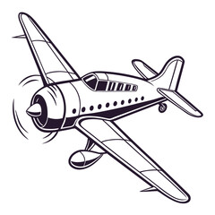 Vintage propeller aircraft in flight airplane retro