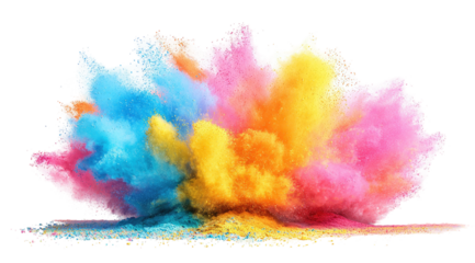 Exploding cloud of vibrant colored powder