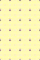 Small purple flowers on a pale yellow background. A cute seamless pattern for banners, posters, wallpaper, and textiles.