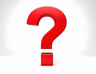 Red three-dimensional question mark on white background