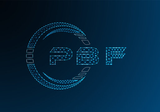 PBF low poly letter logo vector design. PBF lower poly logo design. Low poly logo.
