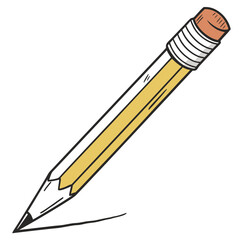 Yellow pencil drawing line with eraser writing sketching