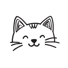 Cat Doodle Black and White Illustration Vector Image Cute Kitten Sketch Line Art Drawing Silhouette