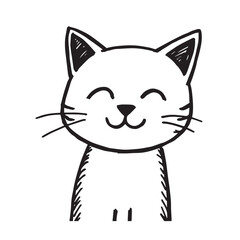 Cat Doodle Black and White Illustration Vector Image Cute Kitten Sketch Line Art Drawing Silhouette