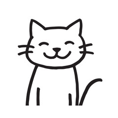 Cat Doodle Black and White Illustration Vector Image Cute Kitten Sketch Line Art Drawing Silhouette
