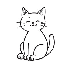 Fototapeta premium Cat Doodle Black and White Illustration Vector Image Cute Kitten Sketch Line Art Drawing Silhouette