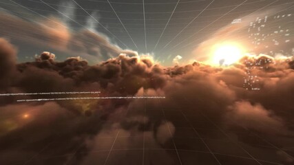 Animation of data processing over clouds - Powered by Adobe