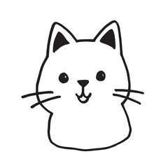 Cat Doodle Black and White Illustration Vector Image Cute Kitten Sketch Line Art Drawing Silhouette