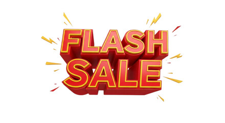 Grab incredible deals with this dynamic 3D red and yellow "Flash Sale" text, perfect for urgent promotions and limited-time offers.