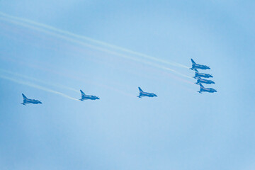 Air echelons fly over Beijing Chang'an Avenue during victory Day parade