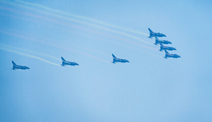 Air echelons fly over Beijing Chang'an Avenue during victory Day parade