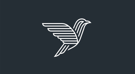 Minimalist Line Art Bird Flying Logo Design.