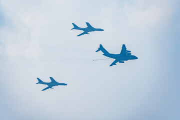 Air echelons fly over Beijing Chang'an Avenue during victory Day parade