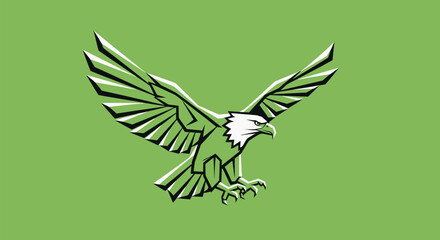 Majestic geometric eagle soaring with wings spread wide.