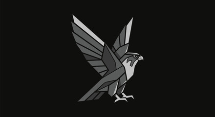 Majestic Falcon in Flight with Geometric Design.
