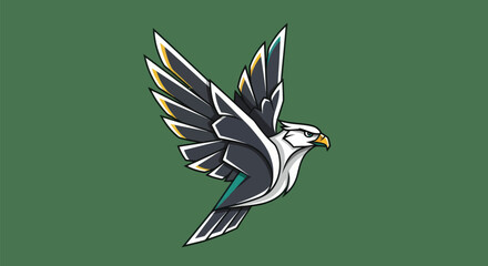 Majestic Falcon in Flight with Spread Wings and Detailed Plumage.