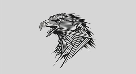 Majestic Eagle Head Profile with Detailed Feathers and Open Beak.