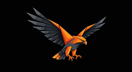 Majestic Geometric Eagle in Flight with Spread Wings.
