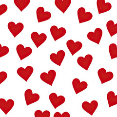 A pattern of many red hearts on a black background