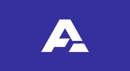 Bold White Letter A Logo Design on a Solid Blue Background.