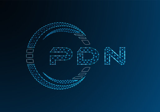 PDN low poly letter logo vector design. PDN lower poly logo design. Low poly logo.