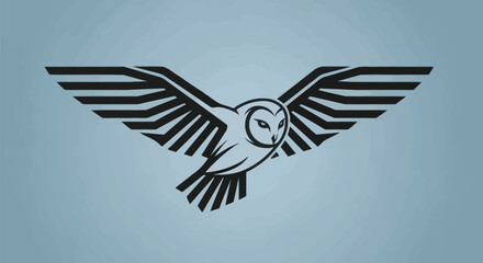 Stylized Barn Owl in Flight Minimalist Design. © Alienmarsh