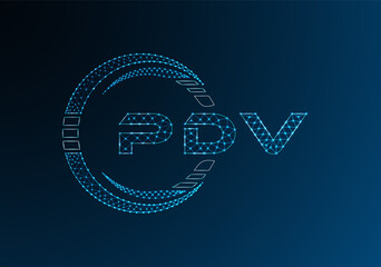 PDV low poly letter logo vector design. PDV lower poly logo design. Low poly logo.