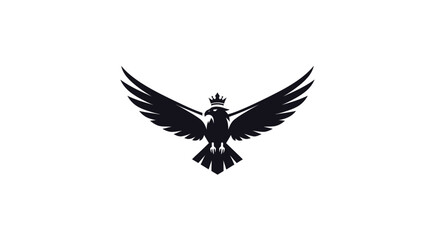Majestic Black Eagle with Crown Spreading Wings in Flight.