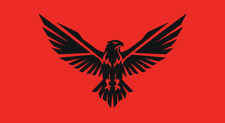 Black eagle with spread wings a powerful and striking symbol of freedom and strength. © Alienmarsh