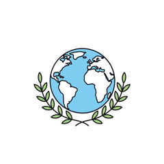 Minimalist Earth Illustration with Olive Branches for Environmental Awareness and Global Sustainability Campaigns, and Eco-Friendly Product Designs.