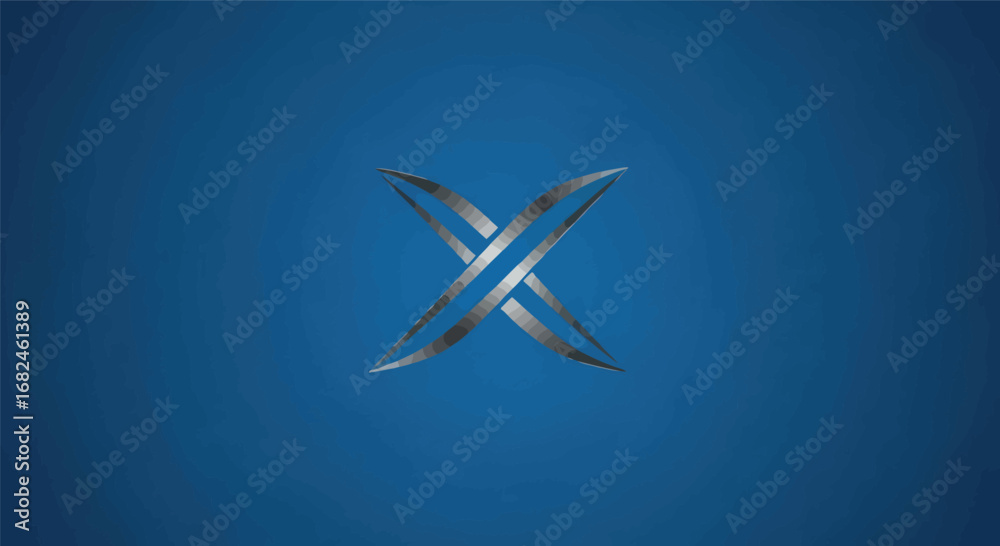 Wall mural metallic x-shaped object with a sleek modern design and reflective surface.