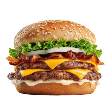 Double cheeseburger with bacon and lettuce