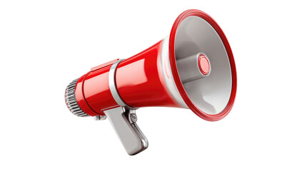Red megaphone angled,  isolated on black