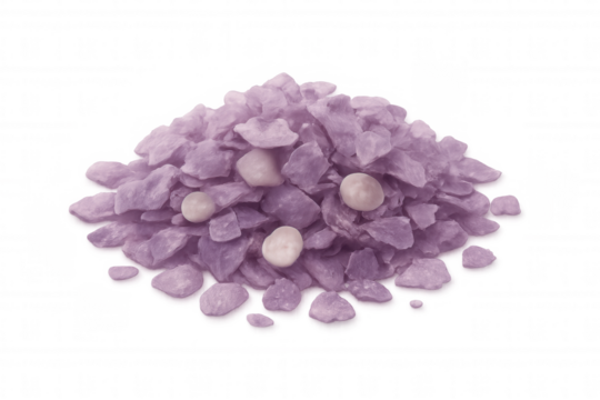 Potassium chloride fertilizer mixed with round fertilizer granules isolated on transparent background