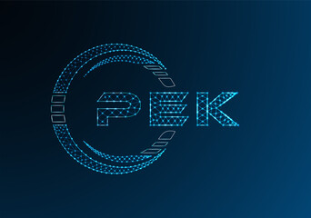 PEK low poly letter logo vector design. PEK lower poly logo design. Low poly logo.