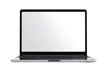 Modern laptop, blank screen, silver