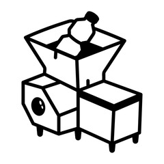 A doodle style icon showing plastic shredder
