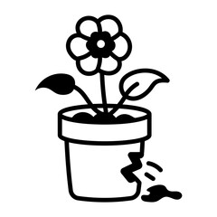 A doodle style icon showing flowerpot
