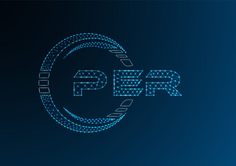 PER low poly letter logo vector design. PER lower poly logo design. Low poly logo.